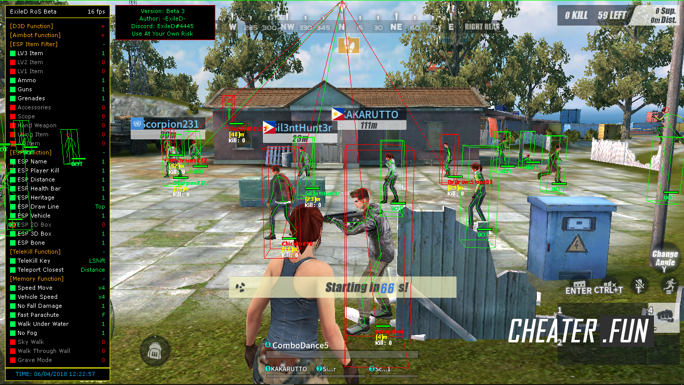 Download cheat for ROS Rules of Survival ExileD free AIM/WH/ESP. 