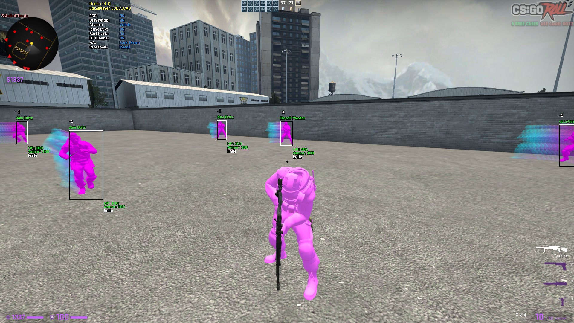 5$hekelCheats - ESP, anti headshot, grenade stuff, backtrack, etc.