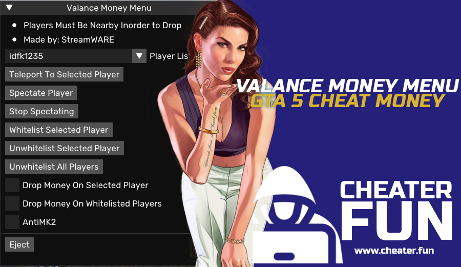 Cheat money GTA 5 - Valance Money Menu