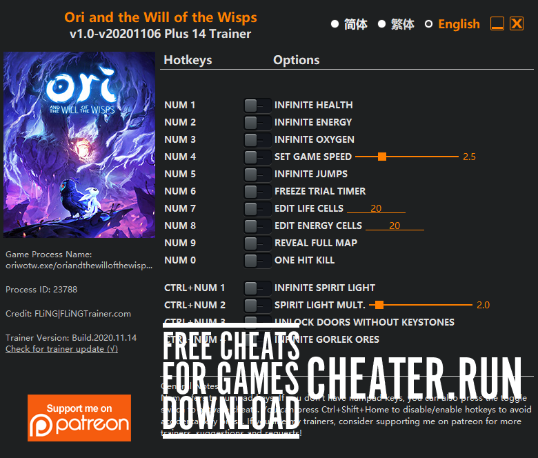 Ori and the Will of the Wisps - Trainer
