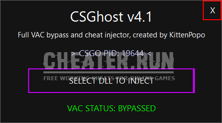 CSGhost v4.3.1 - Fast and simple CSGO injector will FULL Vac bypass