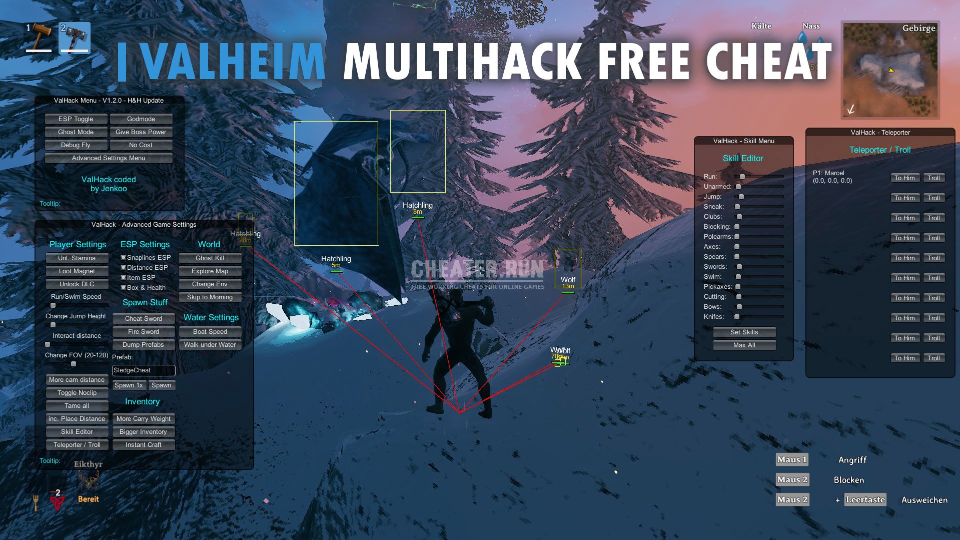 Valheim Multihack Free Cheat | Godmode-Noclip-Inventory-ESP-Spawn | ValHack