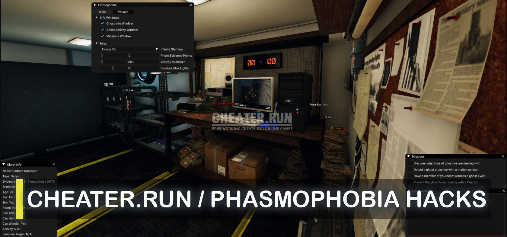 Phasmophobia Hack - Fatmophobia | Ghost Info, ESP, Infinite Stamina