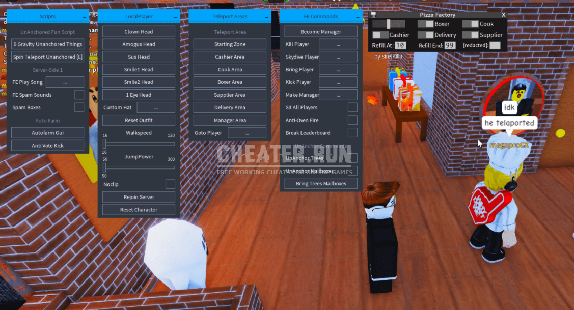 Work at a Pizza Place Scripts Roblox - Auto Farm, Become Manager, Teleport, Troll Options