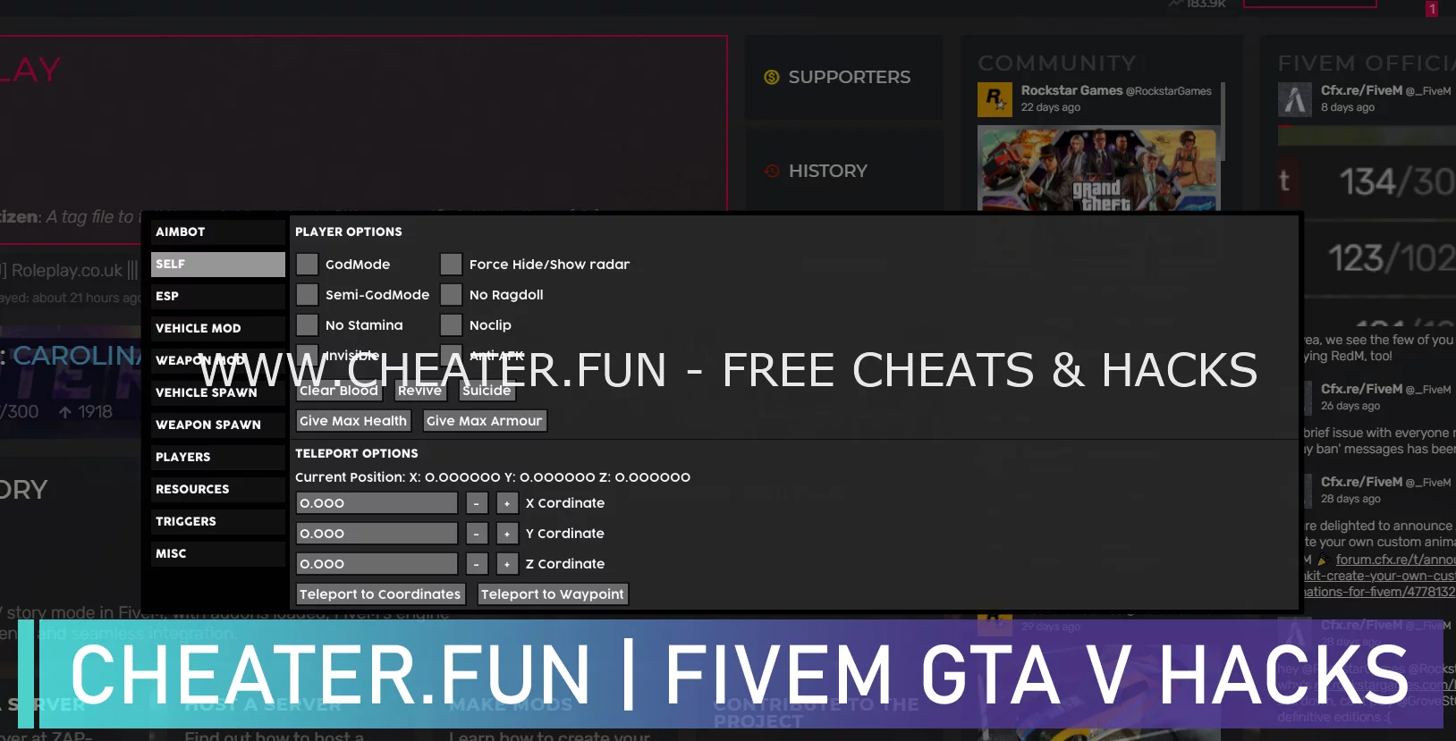 GTA V: FiveM Free Hack - Aimbot, ESP, Godmode, Money, Anti AFK, Infinite Ammo