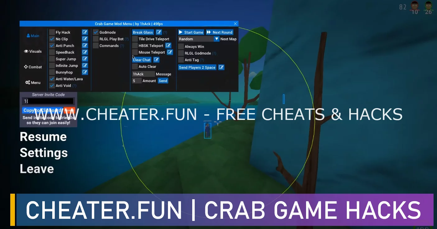 Free Crab Game Cheat - Fly, NoClip, ESP, GodMode, SpeedHack