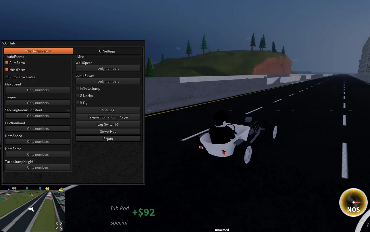 Vehicle Simulator Script - AutoFarm, MilesFarm, Fly, More