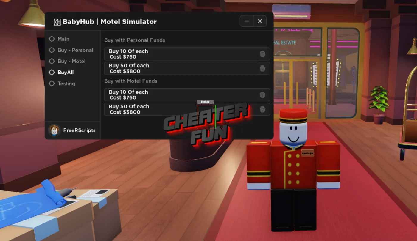 Motel Simulator Roblox Script - Auto Buy, Change Walkspeed