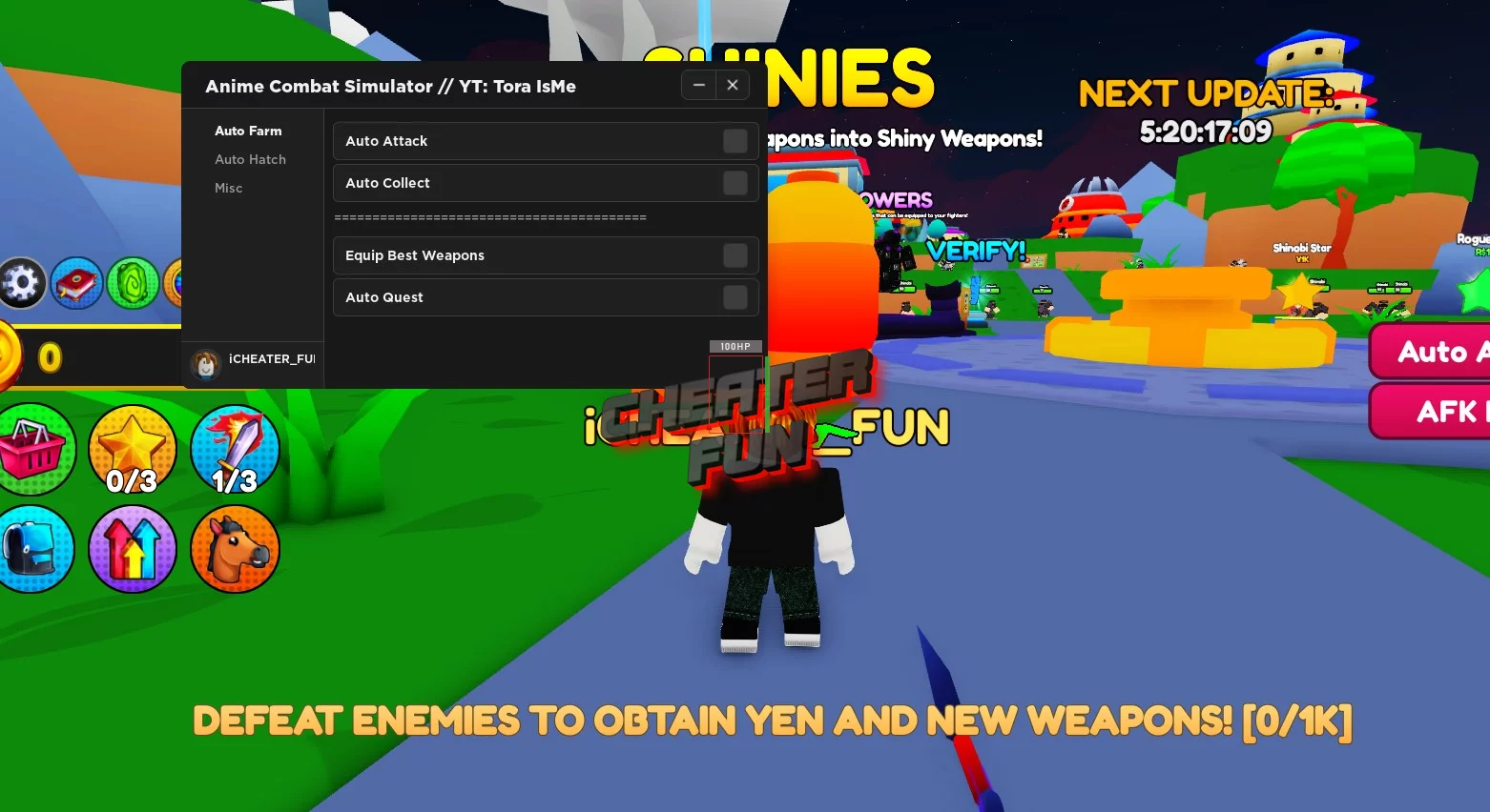 Anime Fighters Free Roblox Script - Auto Farm, Kill All Mobs, Infinite Yen