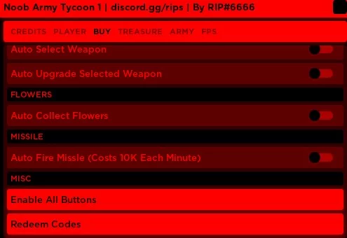 Noob Army Tycoon codes