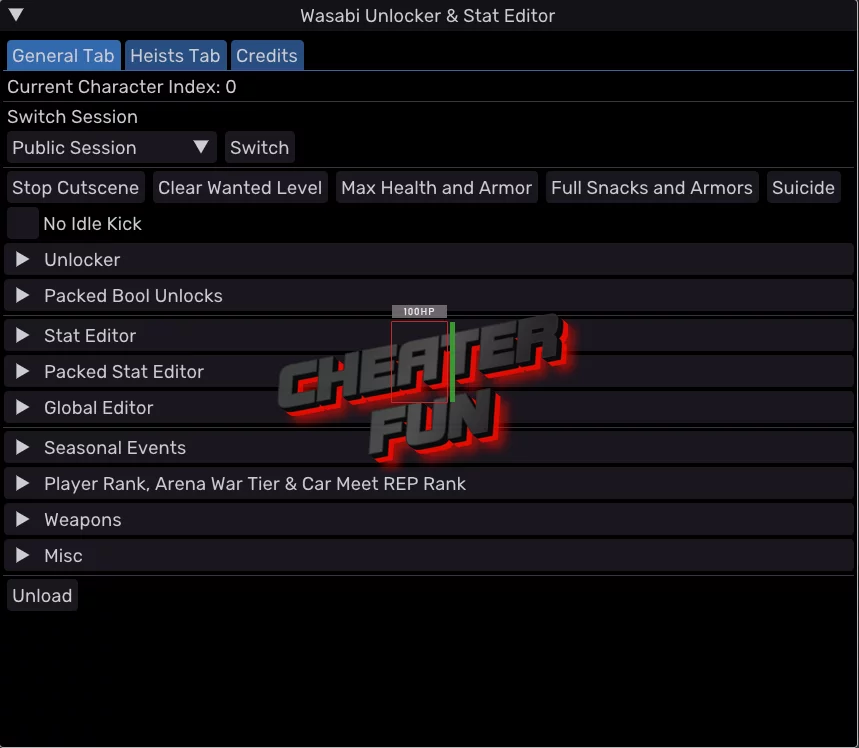Wasabi Unlocker - Stat Editor | GTA V Online 1.66