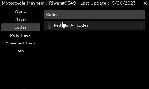 Motorcycle Mayhem codes for December 2023