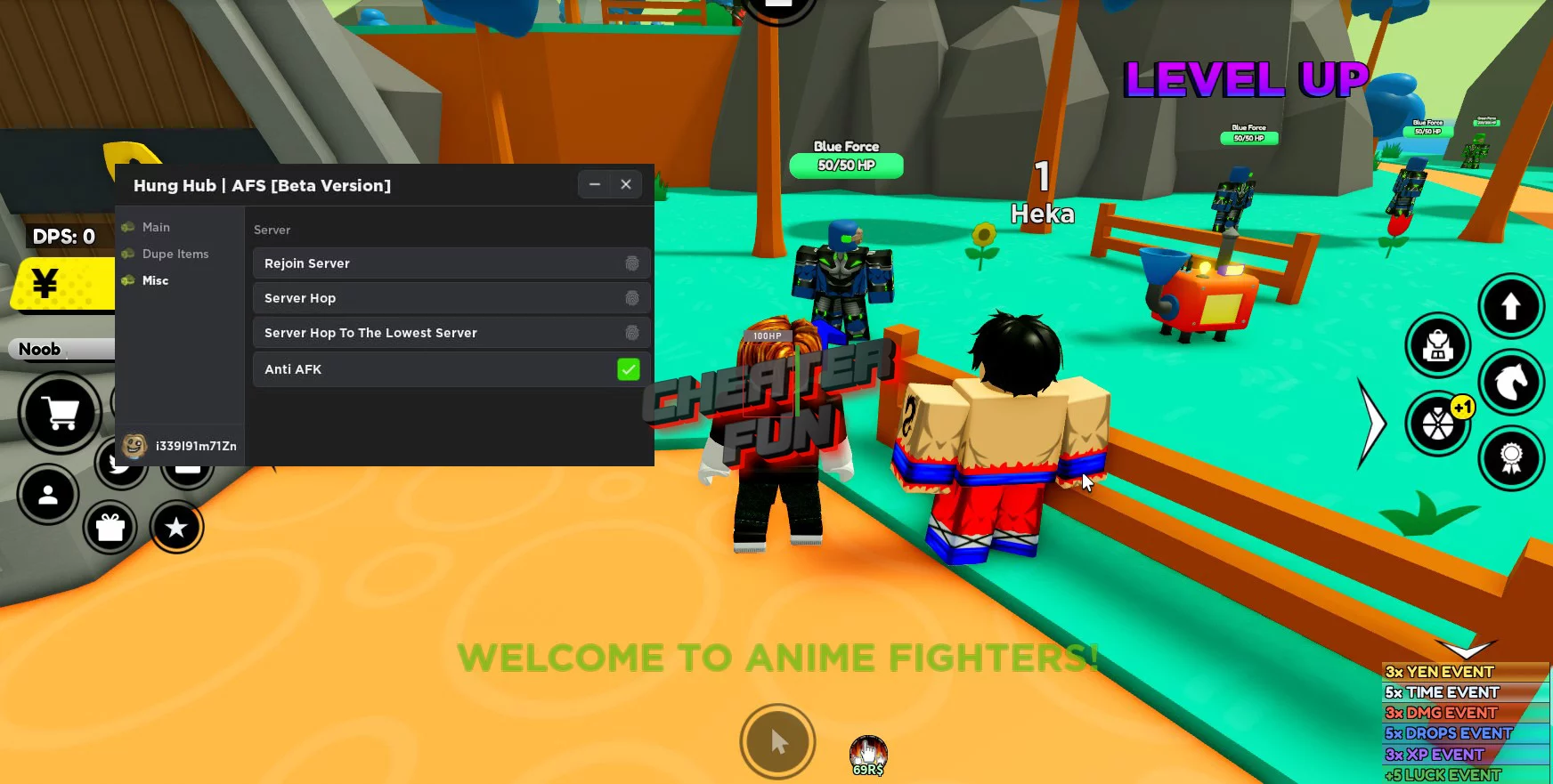 Anime Fighters Simulator Script Hung Hub - Dupe Items, Anti AFK