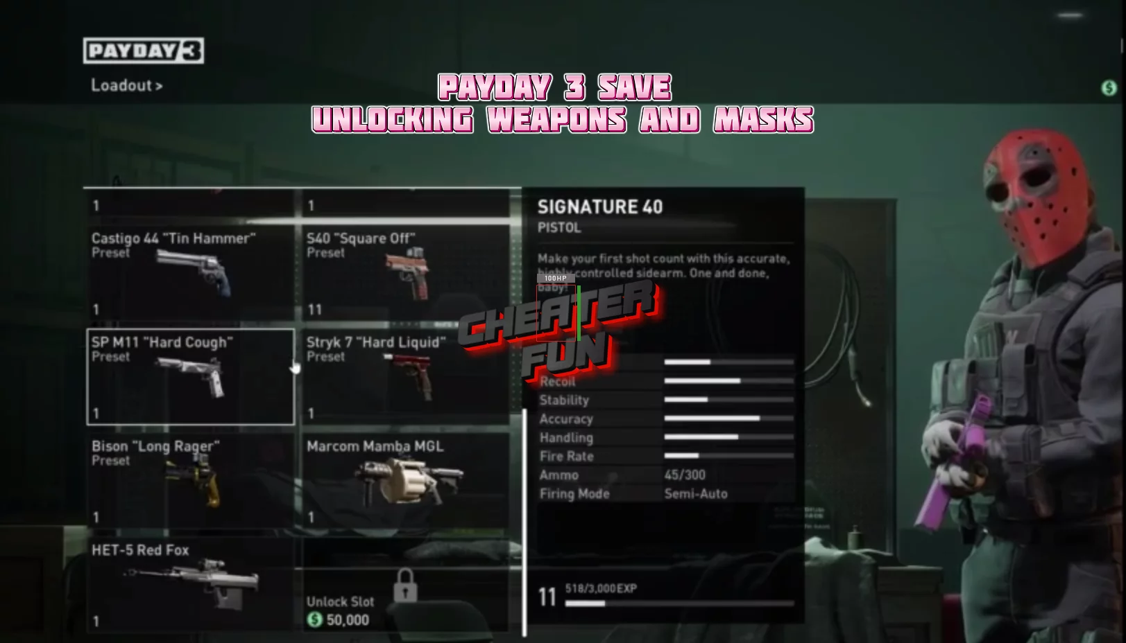 Payday 3 Save - Unlocking weapons and masks