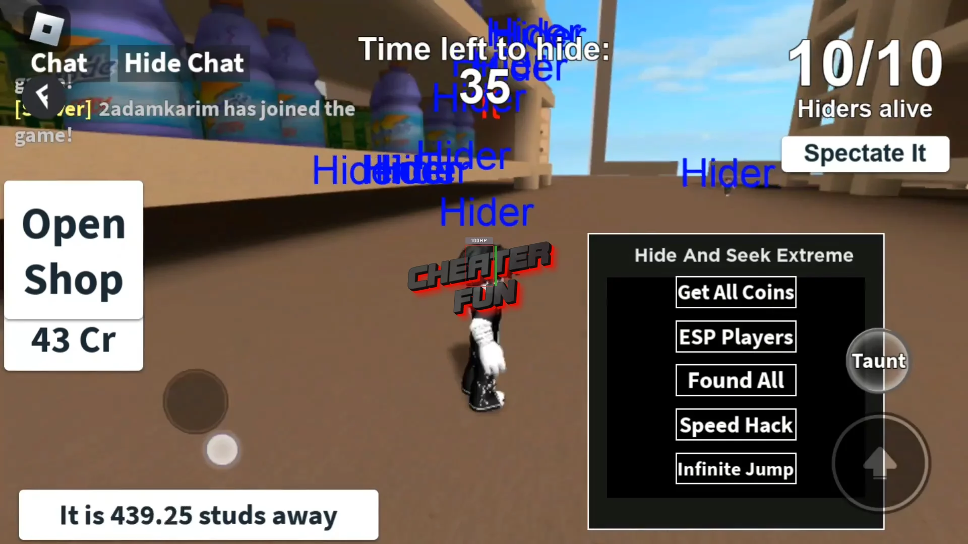 Hide and Seek Extreme Mobile Script - Get All Coins, Inf Jump
