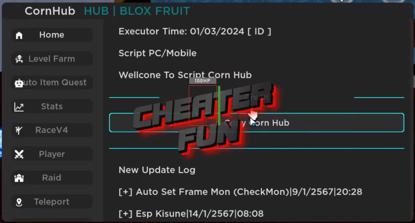 CORN Hub Blox Fruits Script Level Farm GitHub
