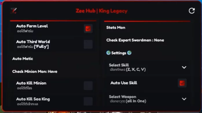 King Legacy Zee Hub Script AutoFarm GUI